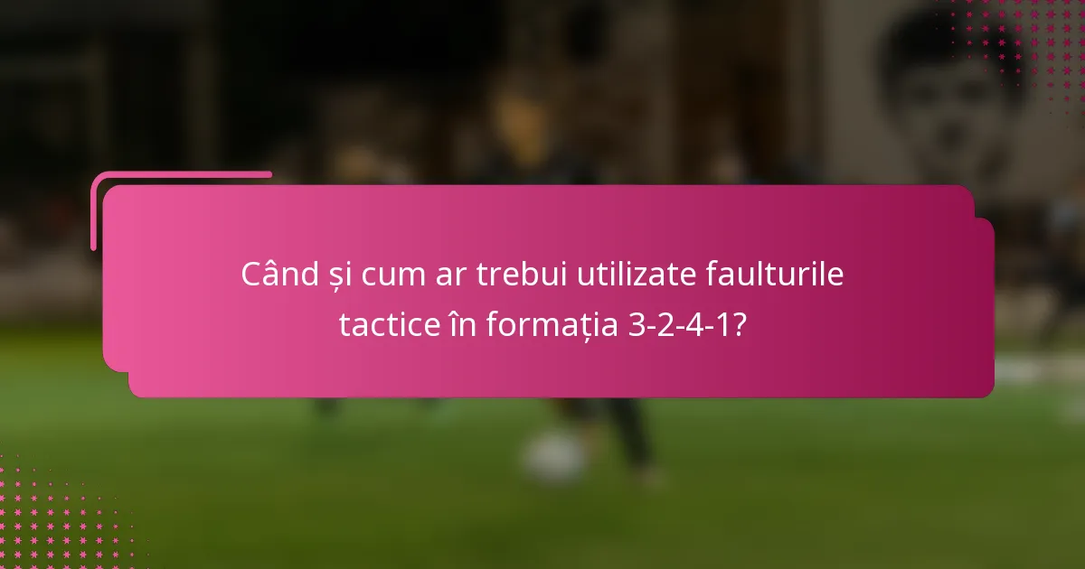 Când și cum ar trebui utilizate faulturile tactice în formația 3-2-4-1?