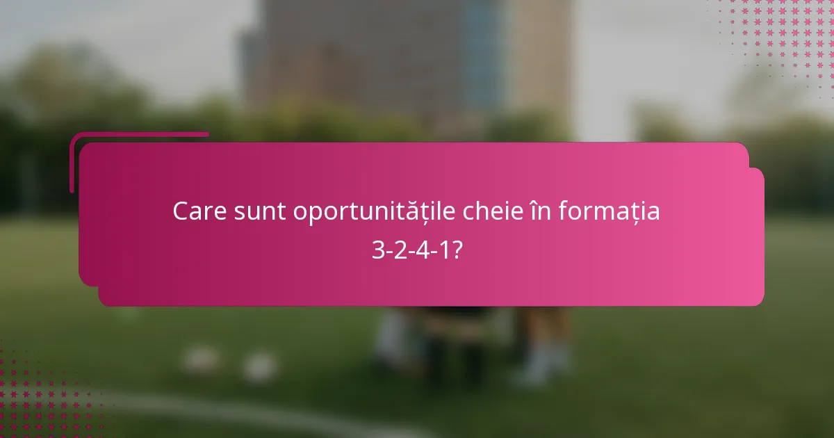 Care sunt oportunitățile cheie în formația 3-2-4-1?