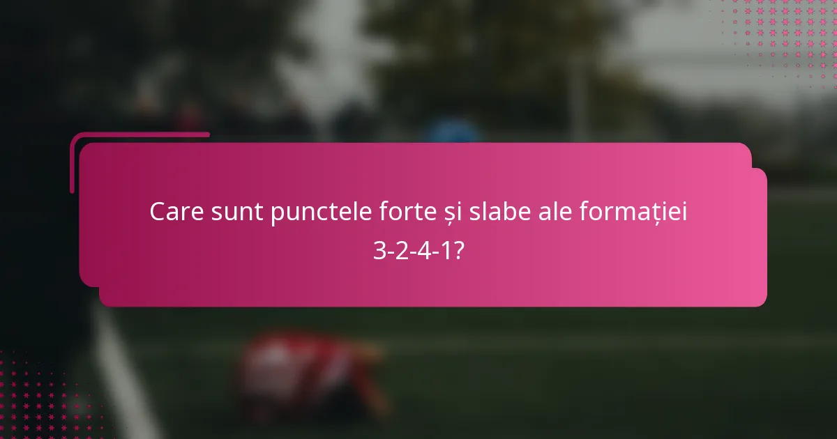 Care sunt punctele forte și slabe ale formației 3-2-4-1?