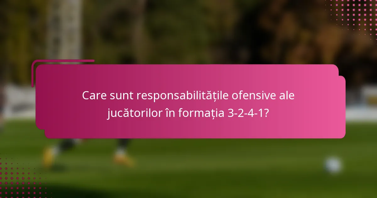 Care sunt responsabilitățile ofensive ale jucătorilor în formația 3-2-4-1?