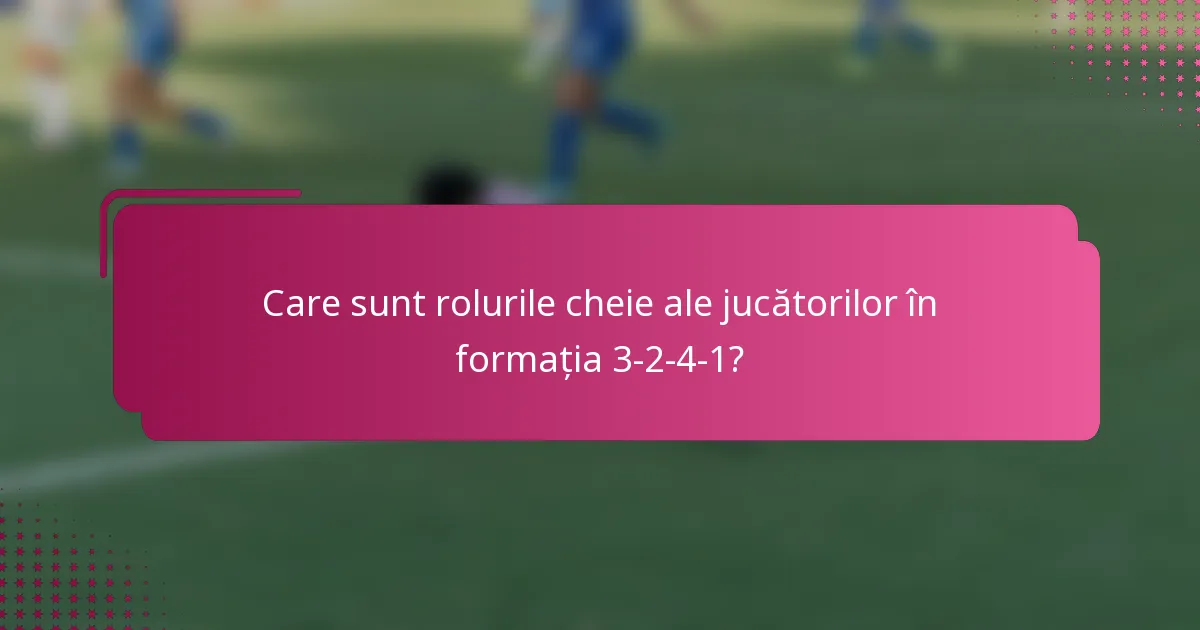 Care sunt rolurile cheie ale jucătorilor în formația 3-2-4-1?