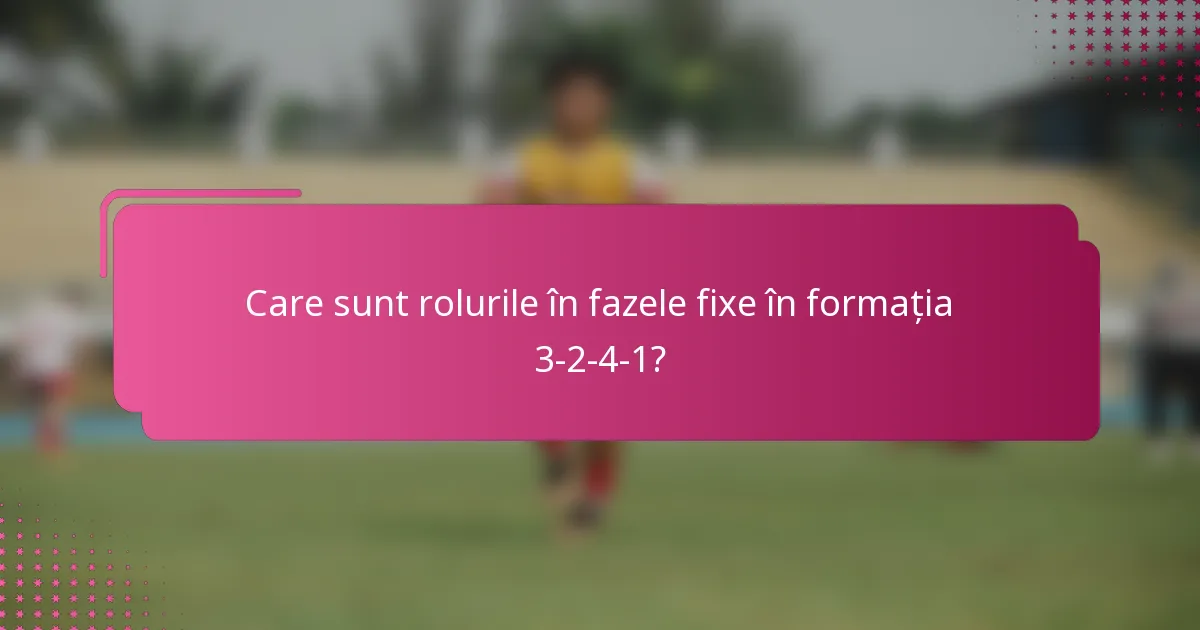 Care sunt rolurile în fazele fixe în formația 3-2-4-1?