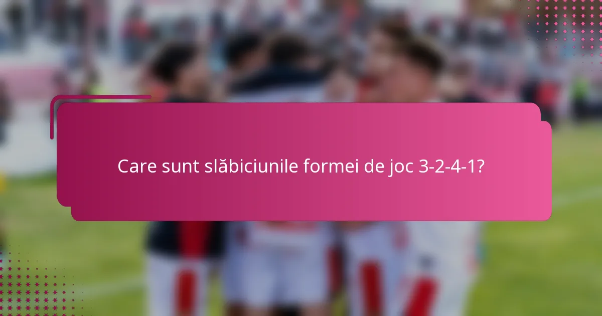 Care sunt slăbiciunile formei de joc 3-2-4-1?