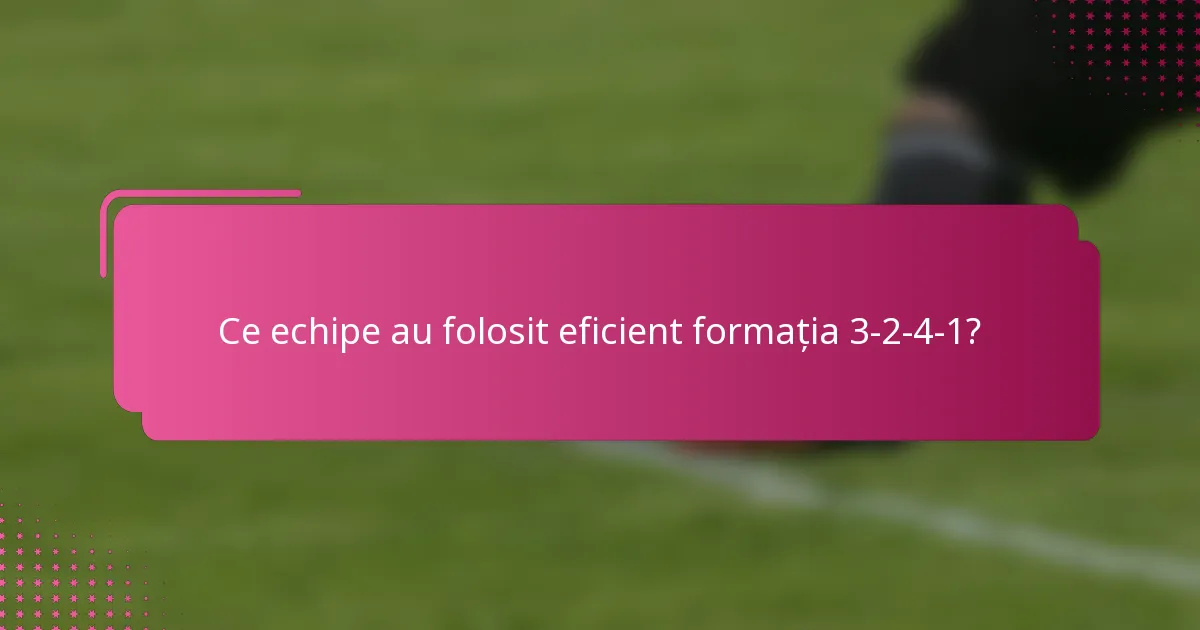 Ce echipe au folosit eficient formația 3-2-4-1?