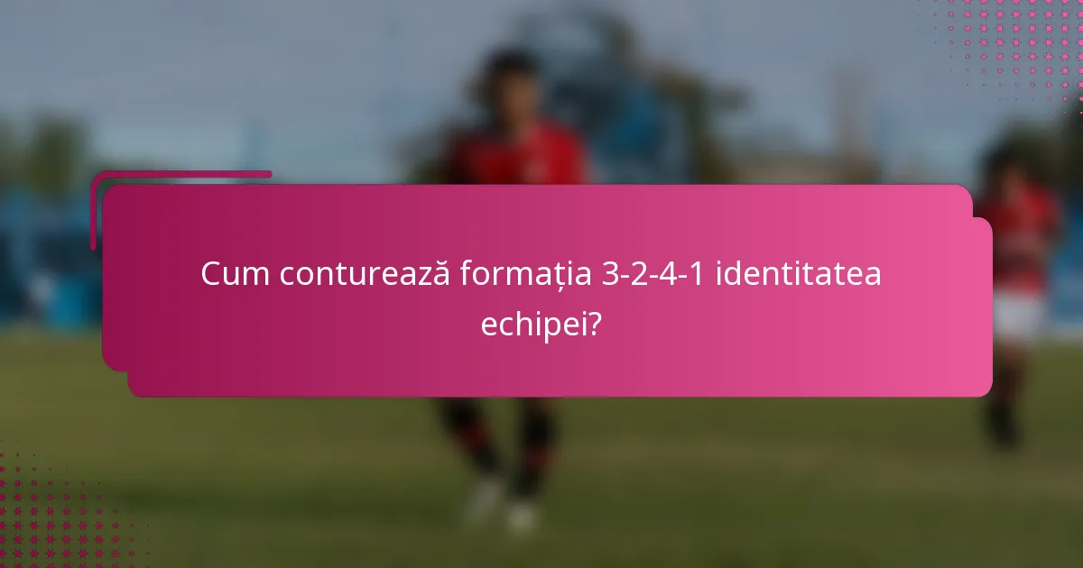 Cum conturează formația 3-2-4-1 identitatea echipei?