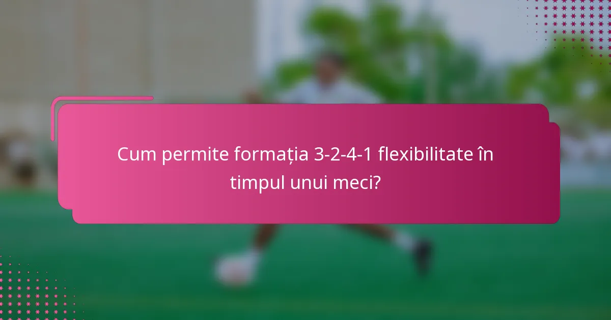 Cum permite formația 3-2-4-1 flexibilitate în timpul unui meci?