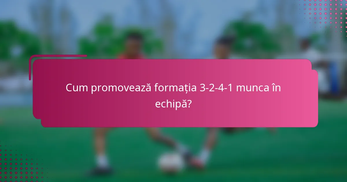 Cum promovează formația 3-2-4-1 munca în echipă?