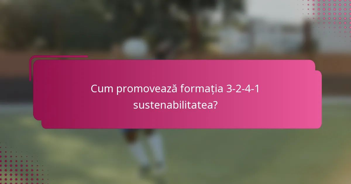Cum promovează formația 3-2-4-1 sustenabilitatea?