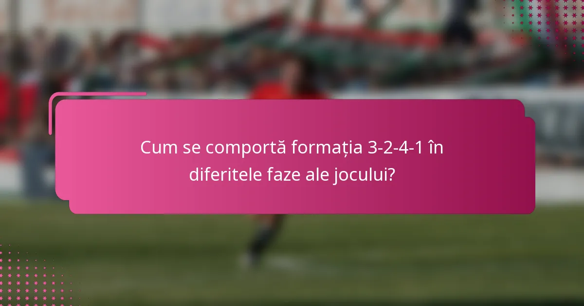 Cum se comportă formația 3-2-4-1 în diferitele faze ale jocului?