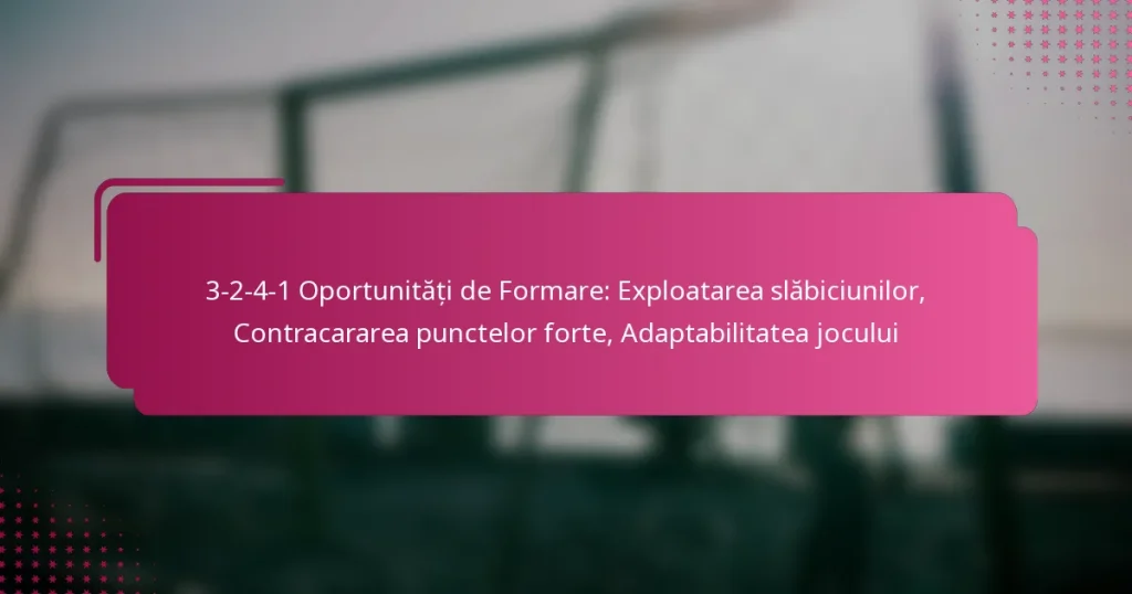 3-2-4-1 Oportunități de Formare: Exploatarea slăbiciunilor, Contracararea punctelor forte, Adaptabilitatea jocului