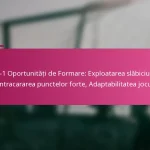 3-2-4-1 Oportunități de Formare: Exploatarea slăbiciunilor, Contracararea punctelor forte, Adaptabilitatea jocului