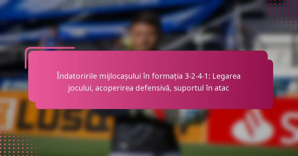 Îndatoririle mijlocașului în formația 3-2-4-1: Legarea jocului, acoperirea defensivă, suportul în atac