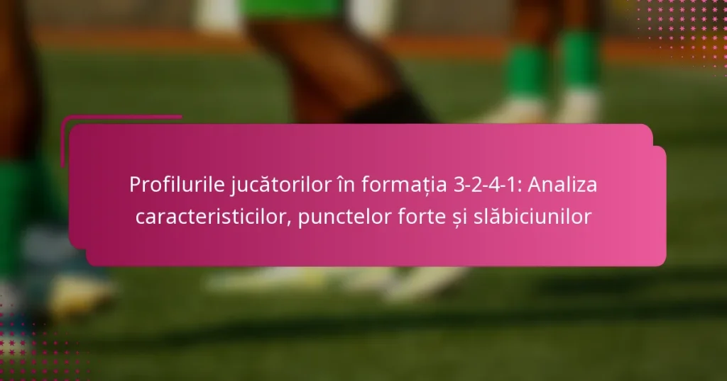 Profilurile jucătorilor în formația 3-2-4-1: Analiza caracteristicilor, punctelor forte și slăbiciunilor