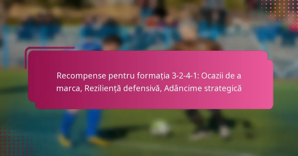 Recompense pentru formația 3-2-4-1: Ocazii de a marca, Reziliență defensivă, Adâncime strategică