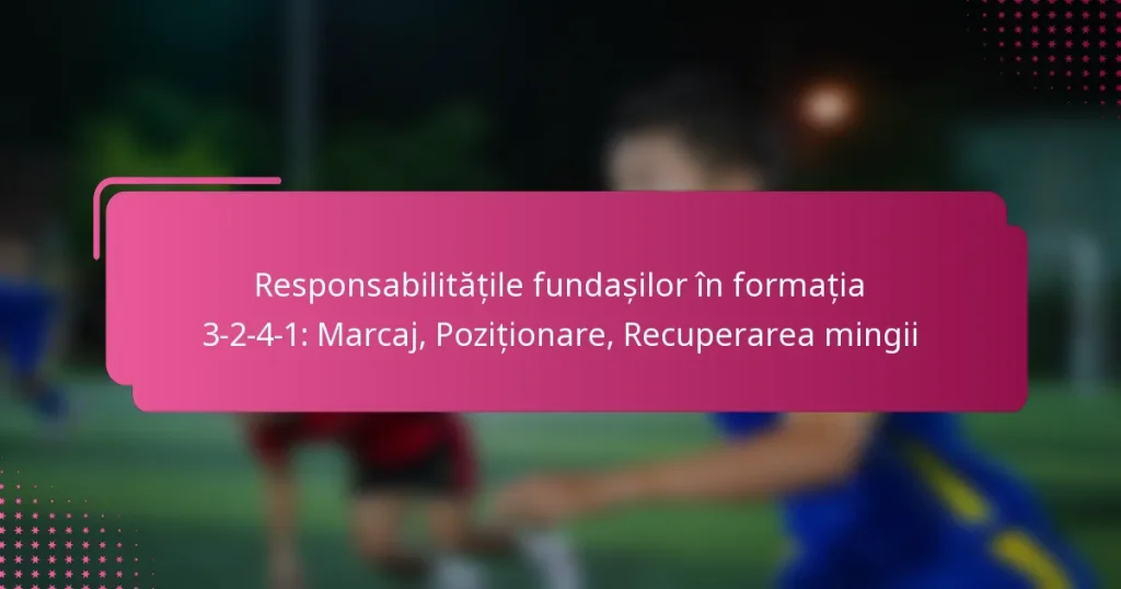 Responsabilitățile fundașilor în formația 3-2-4-1: Marcaj, Poziționare, Recuperarea mingii