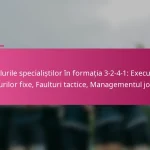 Rolurile specialiștilor în formația 3-2-4-1: Execuția loviturilor fixe, Faulturi tactice, Managementul jocului